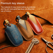 For Ford Car Cowhide Leather Key Protective Cover Key Case, Three Keys Version (Blue) Eurekaonline
