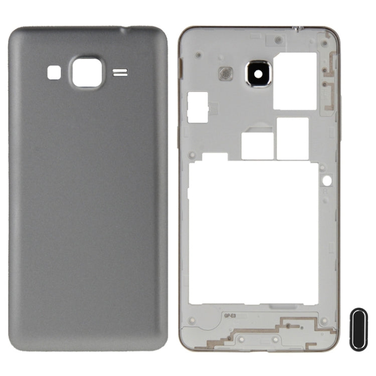 For Galaxy Grand Prime / G530 Dual SIM Card Version Full Housing Cover (Middle Frame Bezel + Battery Back Cover) + Home Button (Grey) Eurekaonline