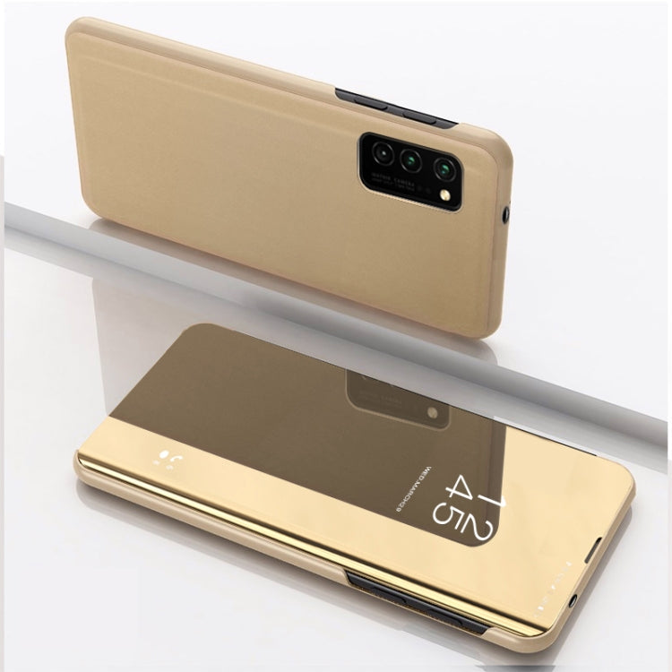 For Galaxy S20+ Plated Mirror Horizontal Flip Leather Case with Holder(Gold) Eurekaonline