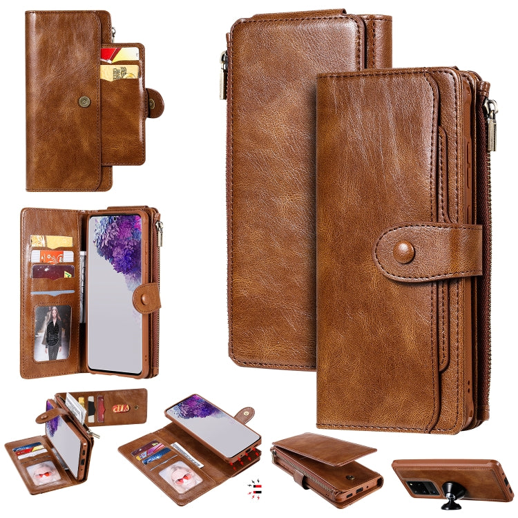 For Galaxy S20 Ultra Multifunctional Retro Detachable Magnetic Horizontal Flip Leather Case with Card Slots & Holder & Wallet & Photo Frame(Brown) Eurekaonline