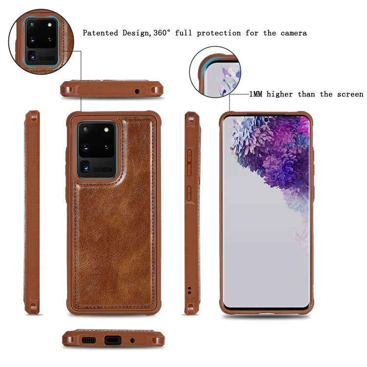 For Galaxy S20 Ultra Multifunctional Retro Detachable Magnetic Horizontal Flip Leather Case with Card Slots & Holder & Wallet & Photo Frame(Brown) Eurekaonline