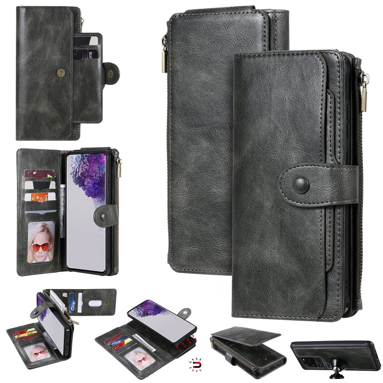 For Galaxy S20 Ultra Multifunctional Retro Detachable Magnetic Horizontal Flip Leather Case with Card Slots & Holder & Wallet & Photo Frame(Dark Grey) Eurekaonline
