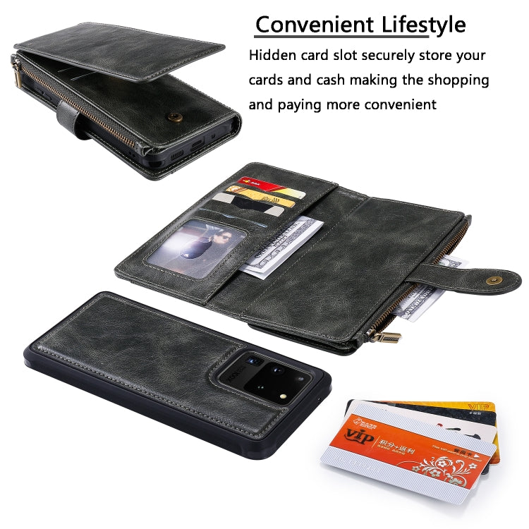 For Galaxy S20 Ultra Multifunctional Retro Detachable Magnetic Horizontal Flip Leather Case with Card Slots & Holder & Wallet & Photo Frame(Dark Grey) Eurekaonline
