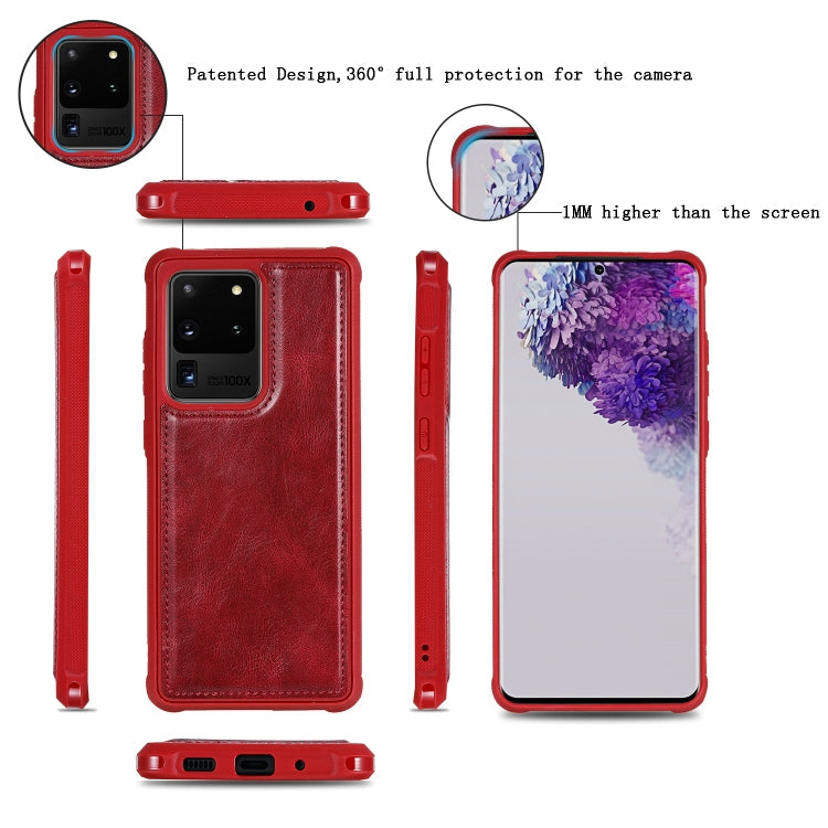 For Galaxy S20 Ultra Multifunctional Retro Detachable Magnetic Horizontal Flip Leather Case with Card Slots & Holder & Wallet & Photo Frame(Red) Eurekaonline