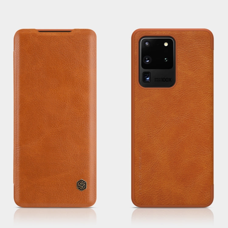 S20 Ultra 5G NILLKIN QIN Series Crazy Horse Texture Horizontal Flip Leather Case with Card Slot(Brown) Eurekaonline
