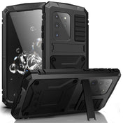 For Galaxy S20 Ultra Shockproof Waterproof Dust-proof Metal + Silicone Protective Case with Holder(Black) Eurekaonline