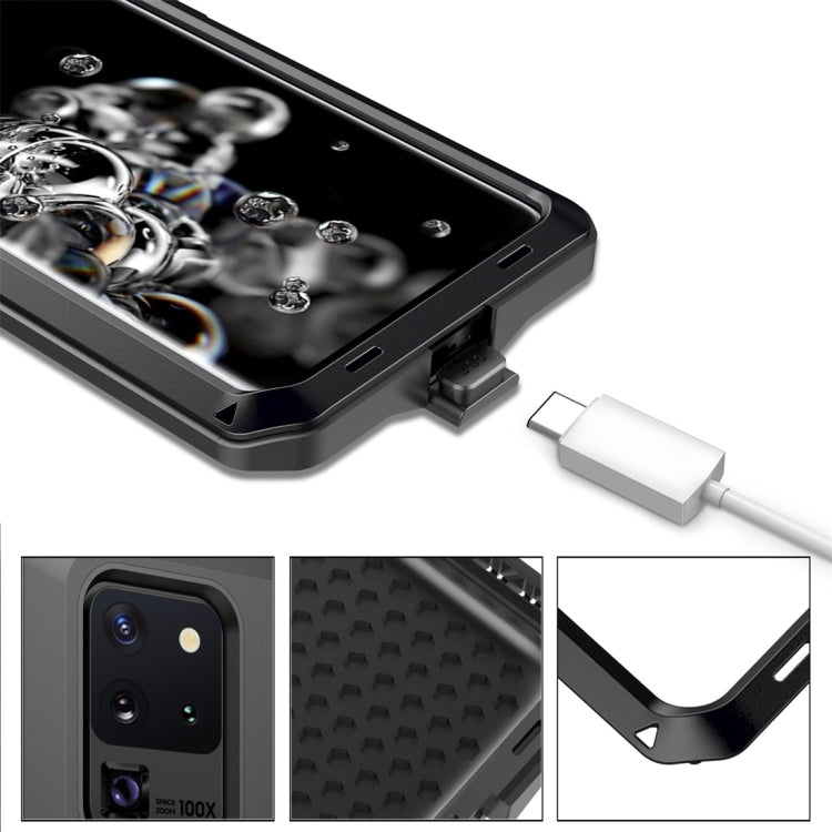 For Galaxy S20 Ultra Shockproof Waterproof Silicone + Zinc Alloy Protective Case(Black) Eurekaonline