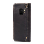 For Galaxy S9 Denior Oil Wax Cowhide Magnetic Button Horizontal Flip Leather Case with Card Slots & Wallet(Black) Eurekaonline