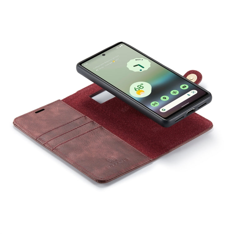 For Google Pixel 6A DG.MING Crazy Horse Texture Detachable Magnetic Leather Phone Case(Red) Eurekaonline