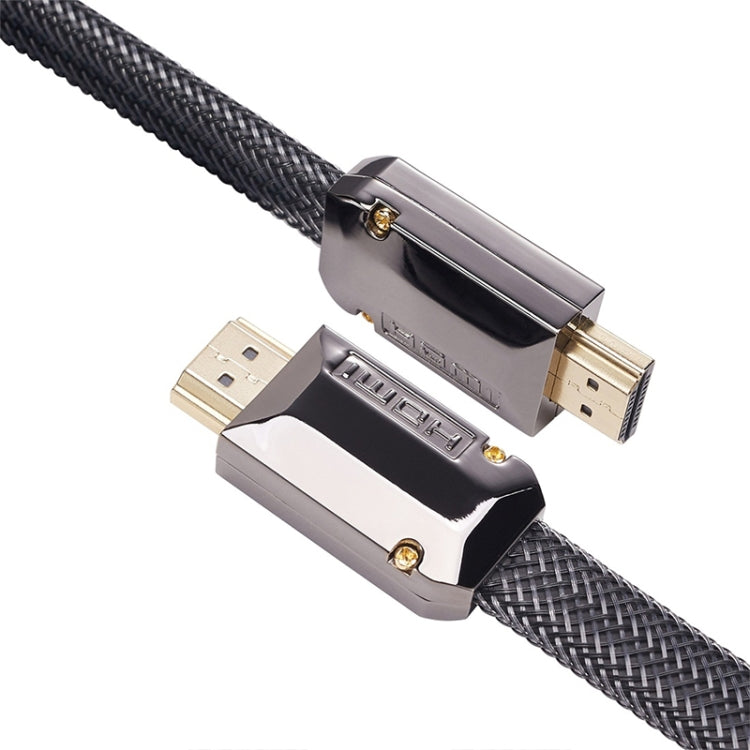 For HDMI 3m 2.0 Version  HD Cable 19 + 1 Standard Oxygen-Free Copper Metal Sshell 4K TV Flat Cable(Gun Black + Nylon Mesh) Eurekaonline