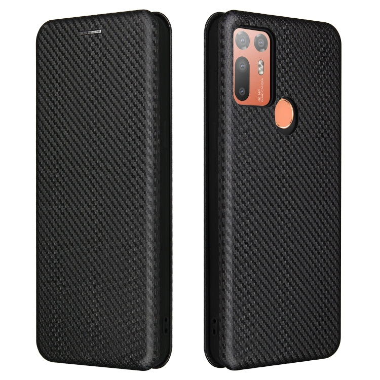 For HTC Desire 20 Plus Carbon Fiber Texture Horizontal Flip TPU + PC + PU Leather Case with Card Slot(Black) Eurekaonline