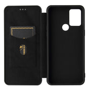For HTC Desire 20 Plus Carbon Fiber Texture Horizontal Flip TPU + PC + PU Leather Case with Card Slot(Black) Eurekaonline