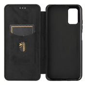 For HTC Desire 21 Pro Carbon Fiber Texture Horizontal Flip TPU + PC + PU Leather Case with Card Slot(Black) Eurekaonline