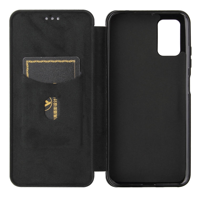 For HTC Desire 21 Pro Carbon Fiber Texture Horizontal Flip TPU + PC + PU Leather Case with Card Slot(Black) Eurekaonline