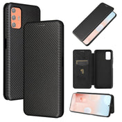 For HTC Desire 21 Pro Carbon Fiber Texture Horizontal Flip TPU + PC + PU Leather Case with Card Slot(Black) Eurekaonline