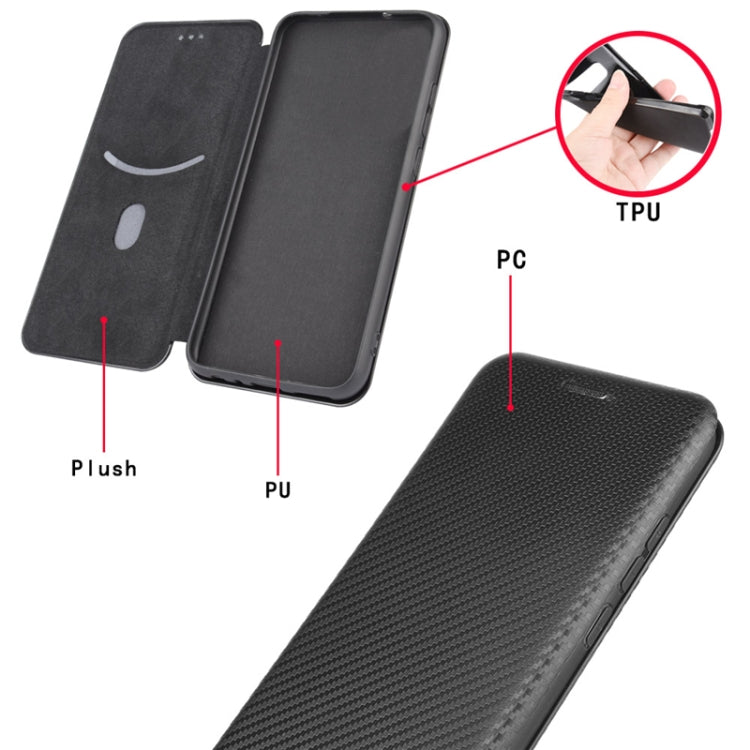 For HTC Desire 21 Pro Carbon Fiber Texture Horizontal Flip TPU + PC + PU Leather Case with Card Slot(Black) Eurekaonline