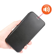 For HTC Desire 21 Pro Carbon Fiber Texture Horizontal Flip TPU + PC + PU Leather Case with Card Slot(Black) Eurekaonline