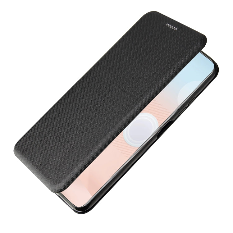 For HTC Desire 21 Pro Carbon Fiber Texture Horizontal Flip TPU + PC + PU Leather Case with Card Slot(Black) Eurekaonline