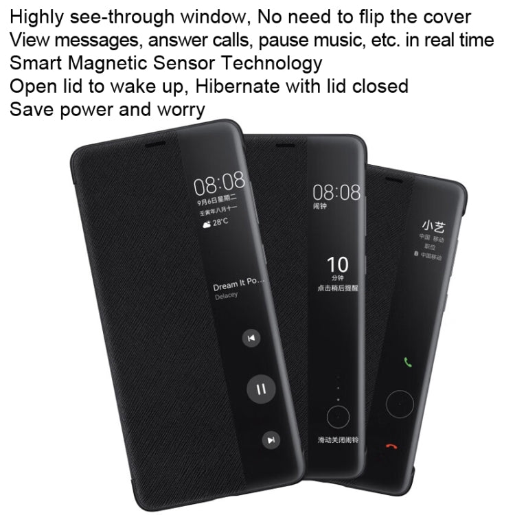 For HUAWEI Mate 50 / 50E Original HUAWEI Window View Smart Phone Case(Black) Eurekaonline