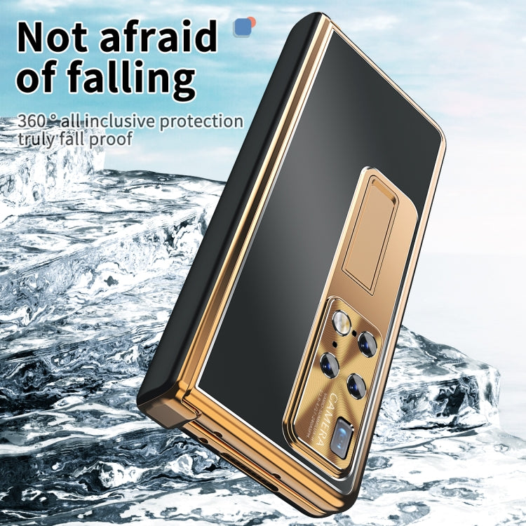 For Hauwei Mate X2 Aluminum Alloy Double Hinge Shockproof Phone Protective Case(Black Gold) Eurekaonline