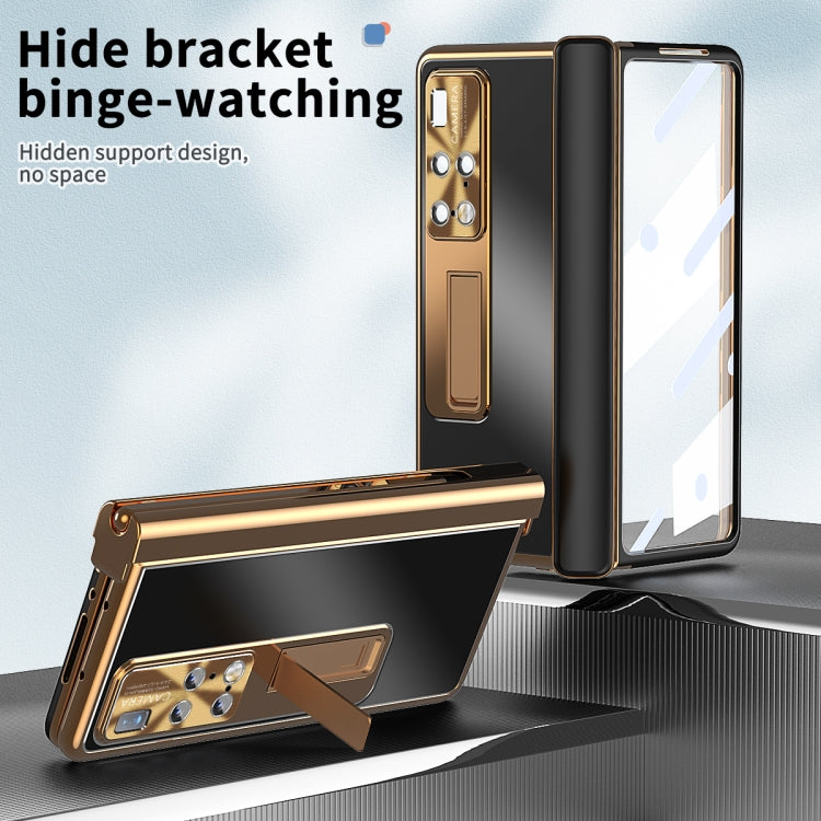 For Hauwei Mate X2 Aluminum Alloy Double Hinge Shockproof Phone Protective Case(Black Gold) Eurekaonline