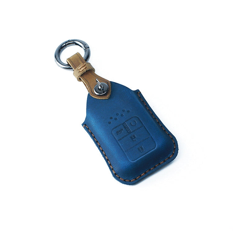 For Honda Car Cowhide Leather Key Protective Cover Key Case, Four Keys Version (Blue) Eurekaonline