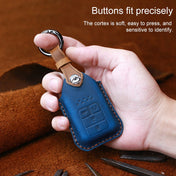 For Honda Car Cowhide Leather Key Protective Cover Key Case, Four Keys Version (Blue) Eurekaonline