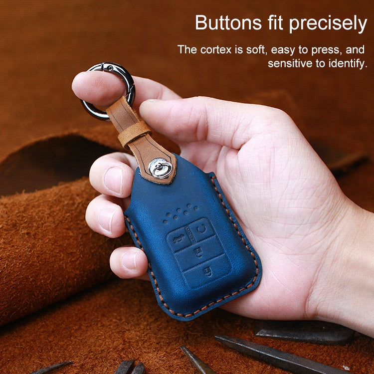 For Honda Car Cowhide Leather Key Protective Cover Key Case, Four Keys Version (Brown) Eurekaonline