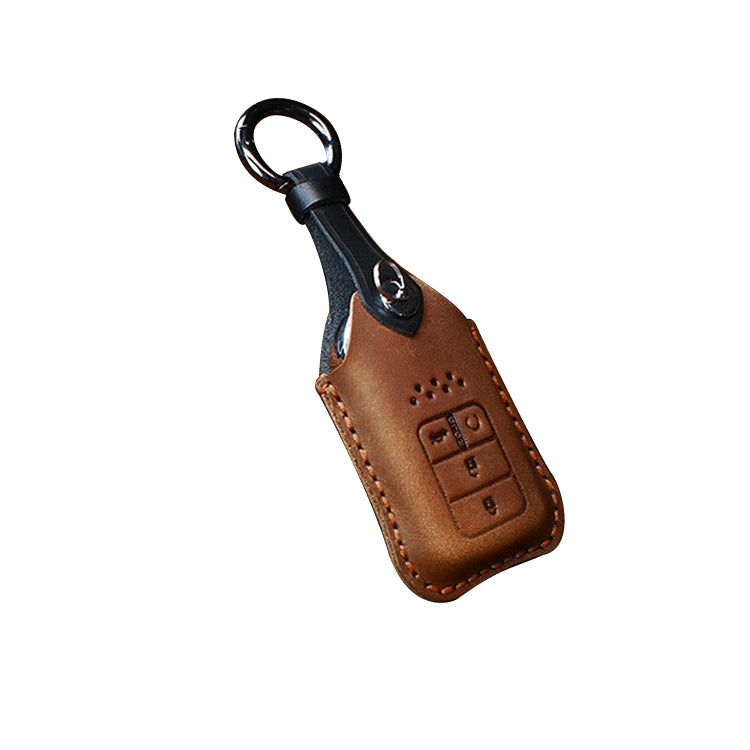 For Honda Car Cowhide Leather Key Protective Cover Key Case, Four Keys Version (Brown) Eurekaonline