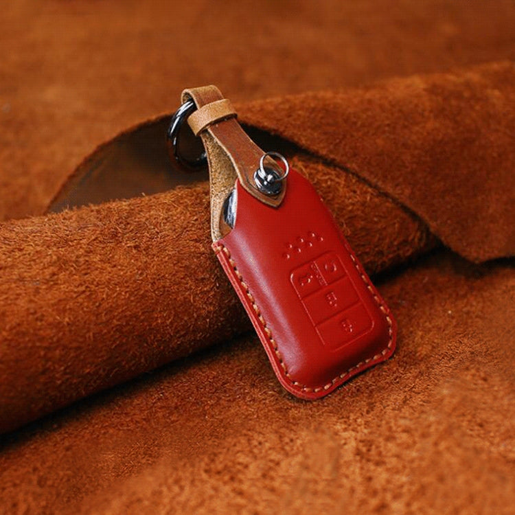 For Honda Car Cowhide Leather Key Protective Cover Key Case, Four Keys Version (Red) Eurekaonline