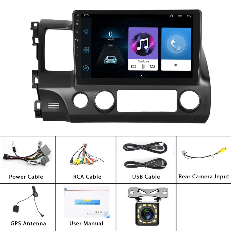 For Honda Civic 10.1 inch Android WiFi Navigation Machine, Style: Standard+12 Light Camera(2+32G) Eurekaonline