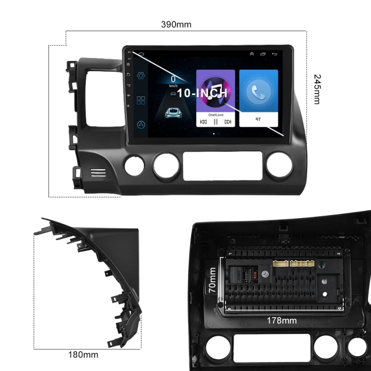 For Honda Civic 10.1 inch Android WiFi Navigation Machine, Style: Standard+12 Light Camera(2+32G) Eurekaonline