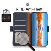 For Honor 50 KHAZNEH Side-Magnetic Litchi Genuine Leather RFID Phone Case(Blue) Eurekaonline