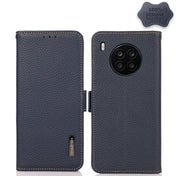 For Honor 50 Lite / Huawei nova 8i KHAZNEH Side-Magnetic Litchi Genuine Leather RFID Phone Case(Blue) Eurekaonline