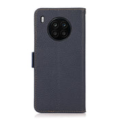 For Honor 50 Lite / Huawei nova 8i KHAZNEH Side-Magnetic Litchi Genuine Leather RFID Phone Case(Blue) Eurekaonline