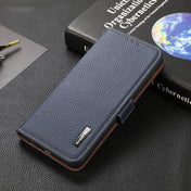 For Honor 50 Pro KHAZNEH Side-Magnetic Litchi Genuine Leather RFID Phone Case(Blue) Eurekaonline