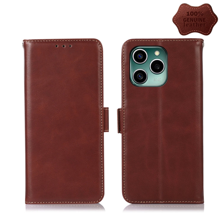 For Honor 60 SE Crazy Horse Top Layer Cowhide Leather Phone Case(Brown) Eurekaonline