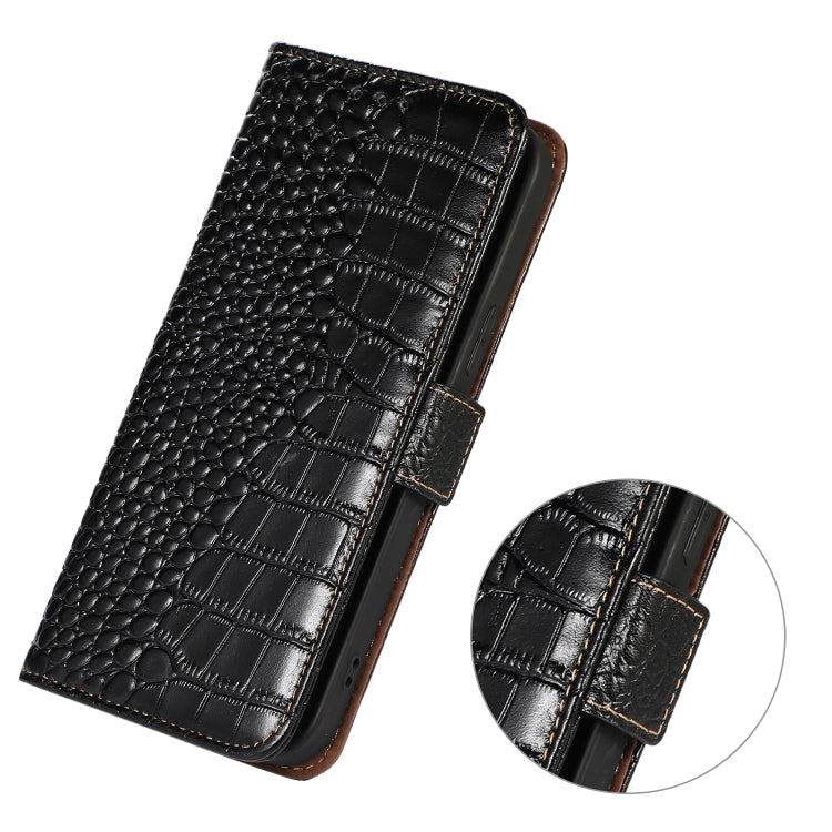 For Honor 60 SE Crocodile Top Layer Cowhide Leather Phone Case(Black) Eurekaonline