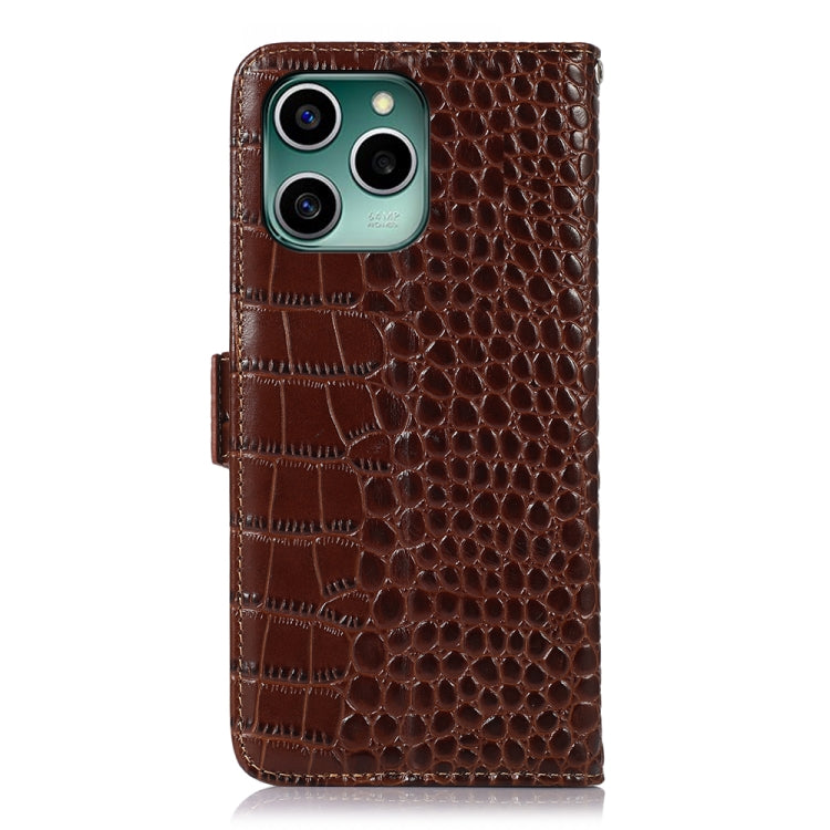 For Honor 60 SE Crocodile Top Layer Cowhide Leather Phone Case(Brown) Eurekaonline