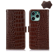 For Honor 60 SE Crocodile Top Layer Cowhide Leather Phone Case(Brown) Eurekaonline