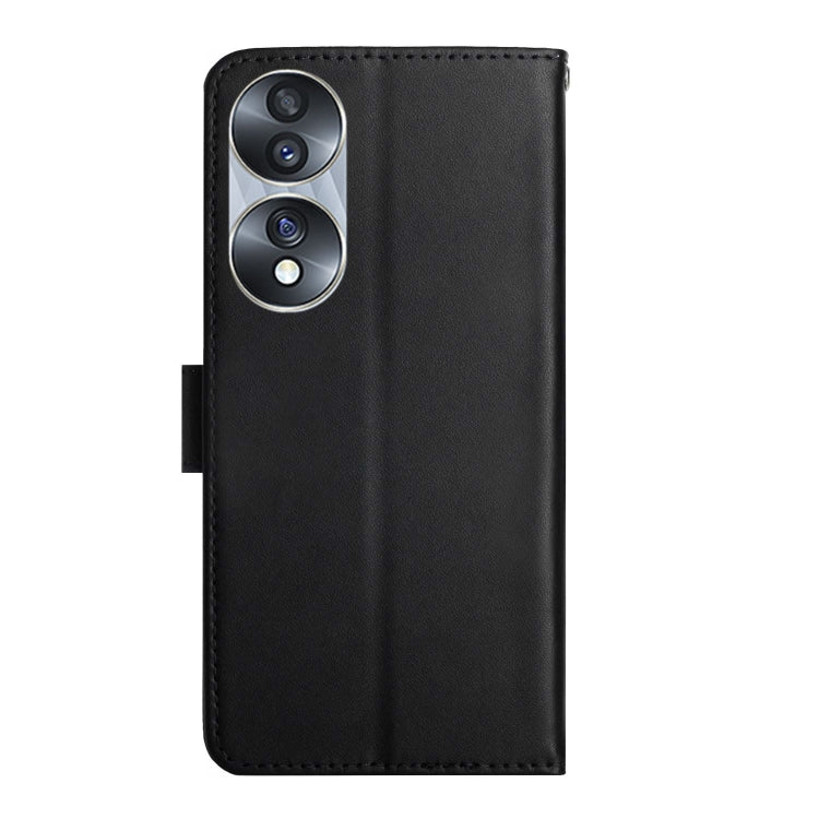 For Honor 70 Genuine Leather Fingerprint-proof Horizontal Flip Phone Case(Black) Eurekaonline