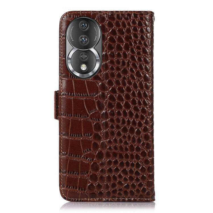 For Honor 80 Crocodile Top Layer Cowhide Leather Phone Case(Brown) Eurekaonline