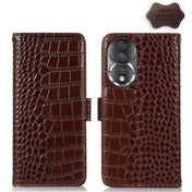 For Honor 80 Crocodile Top Layer Cowhide Leather Phone Case(Brown) Eurekaonline