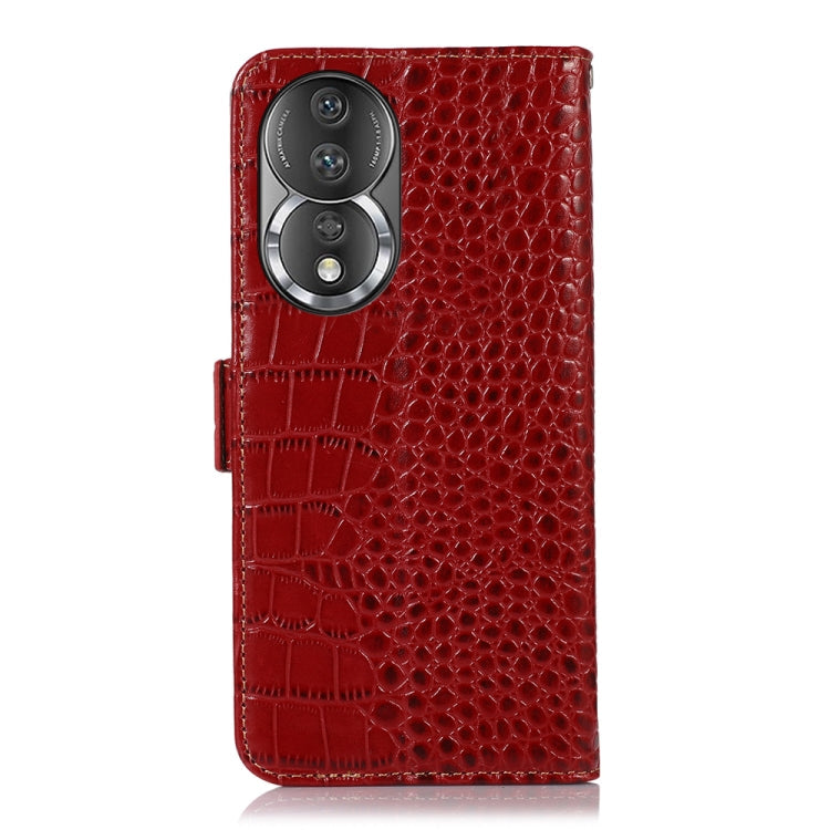 For Honor 80 Crocodile Top Layer Cowhide Leather Phone Case(Red) Eurekaonline