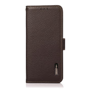 For Honor 80 KHAZNEH Side-Magnetic Litchi Genuine Leather RFID Phone Case(Brown) Eurekaonline