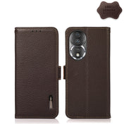 For Honor 80 KHAZNEH Side-Magnetic Litchi Genuine Leather RFID Phone Case(Brown) Eurekaonline