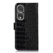 For Honor 80 Pro Crocodile Top Layer Cowhide Leather Phone Case(Black) Eurekaonline