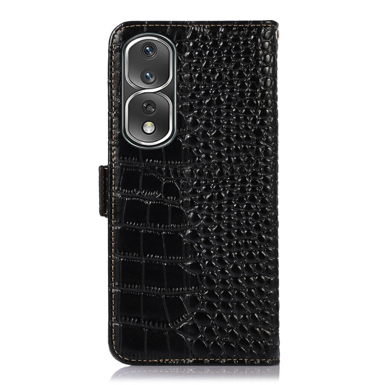 For Honor 80 Pro Crocodile Top Layer Cowhide Leather Phone Case(Black) Eurekaonline