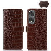 For Honor 80 Pro Crocodile Top Layer Cowhide Leather Phone Case(Brown) Eurekaonline