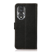 For Honor 80 Pro KHAZNEH Side-Magnetic Litchi Genuine Leather RFID Phone Case(Black) Eurekaonline